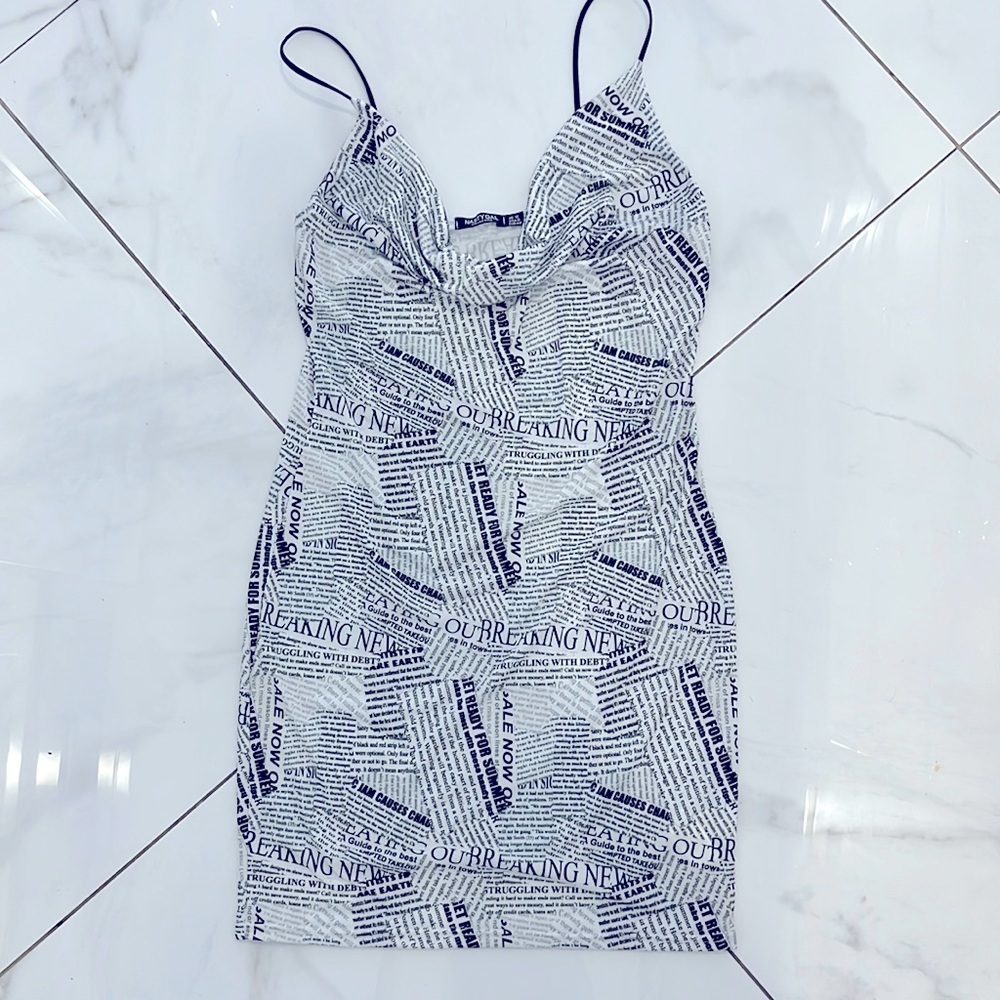 Nasty gal newspaper mini dress Carrie Bradshaw